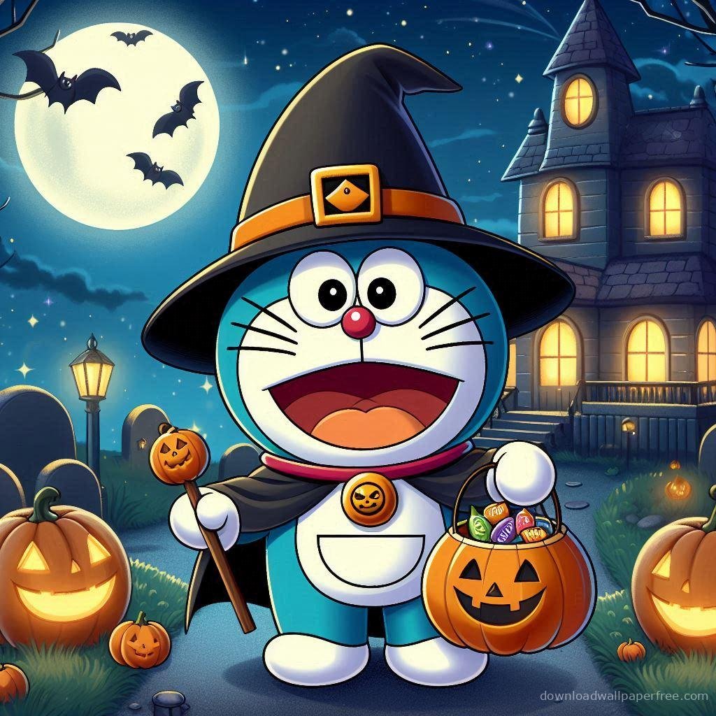 Cute halloween wallpaper with doraemon download