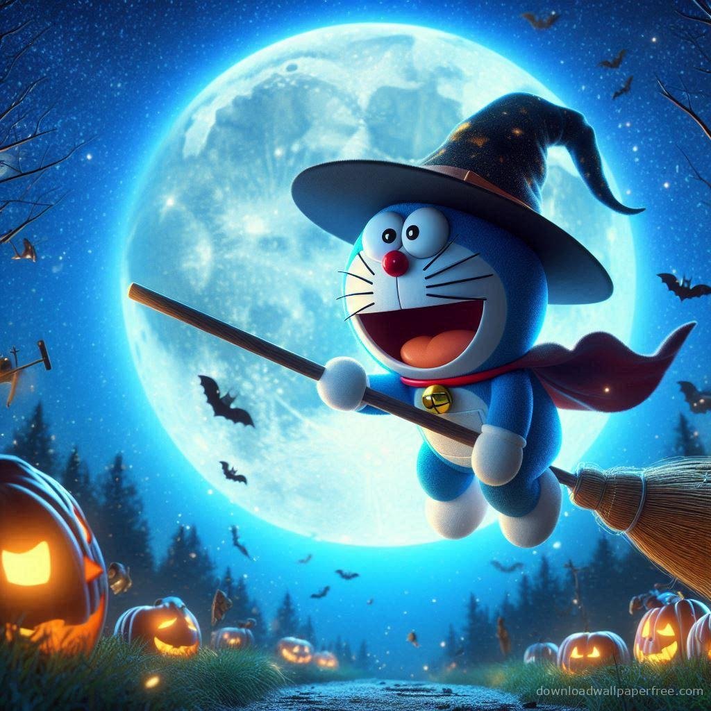 Cute halloween wallpaper with doraemon