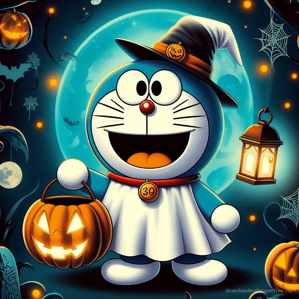 Cute halloween wallpaper with doraemon